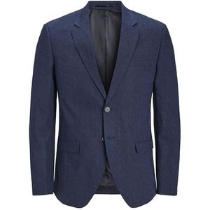 JACK & JONES JPRRIVIERA linnen blazer slim fit SN, Donkermarineblauw/pasvorm: slim fit, 50