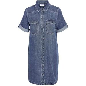 NOISY MAY Nmnew Signe S/S Denim Dress Wg002Mb Noos, blauw (medium blue denim), L