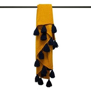 Furn ROMILY 130X180 THROW GOLD/NAVY, acryl, 130x180cm