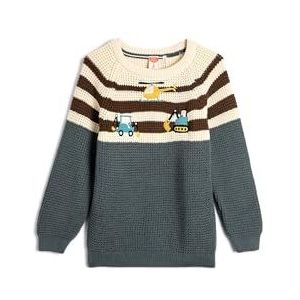 Koton Babyboys Sweaters Lange Mouwen Ronde Hals Geborduurd Detail Sweater, Sage (983), 6-9 Maanden