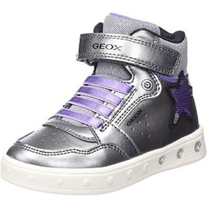 Geox J Skylin Girl A Sneakers voor meisjes, Dk Silver Lilac, 38 EU