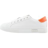 Armani Exchange Dames Mina Cup Sole, Back tab met metalen logo detail op de zijkant, Op. Wit + oranje, 36 EU, Op Wit Oranje, 36 EU