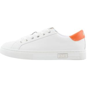 Armani Exchange Dames Mina Cup Sole, Back tab met metalen logo detail op de zijkant, Op. Wit + oranje, 36 EU, Op Wit Oranje, 36 EU