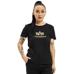 Alpha Industries New Basic T Foil Print T-shirt voor dames Black/Yellow Gold