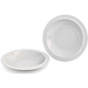 Ornamin Borden diep Ø 22 cm wit set van 2 melamine (model 505) / kunststof borden, platte borden, soepborden