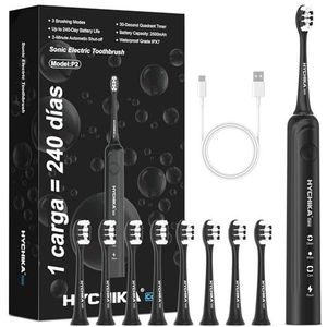 240 dagen batterijduur, elektrische tandenborstel voor volwassenen, 8 reserveborstelkoppen, oplaadbare accu-tandenborstel, 3 modi, timer van 2 minuten, IPX7 waterdicht, cadeau voor het gezin