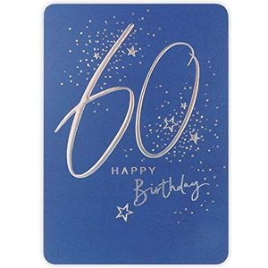 Clintons: Zilveren Belettering 60e Verjaardagskaart, 60e Mijlpaal Verjaardag Groeten Kaart, 184x133mm