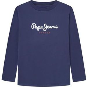 Pepe Jeansvoor jongens. PB503919 T-shirt New Herman N navy (10años= 140cm), Casual, Lange mouwen, Biologisch katoen, Duurzaam, Marineblauw,
