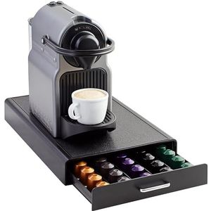 Amazon Basics 1 ladebox voor het opbergen van Nespresso Originalline koffiecapsules, kunststof, inhoud: 50 capsules, belastbaarheid 4,5 kg, zwart