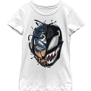 Marvel Universe Captain Venom Girl's Solid Crew T-shirt, wit, XS, wit, XS, Wit, XS, Wit, XS