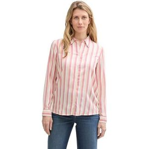 TOM TAILOR Damesblouse, 37189 - Berry Red Woven Stripe, 46