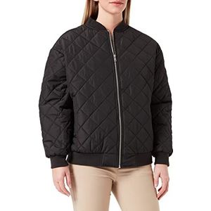 Urban Classics Dames Jas Dames Oversized Diamond Quilted Bomber Jacket, bomberjack voor vrouwen verkrijgbaar in vele kleuren, maten XS - 5XL, zwart, L