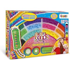 Craze Loops Rainbow Box Regenboog Loom-bandenset met 1000 elastieken om te knutselen, halskettingen, ringen en armbanden zelf maken