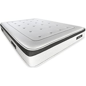 Duérmete Online - Visco-elastische matras Nature Biogel | Hoogte 24 cm | Optimale sterkte en comfort | thermoregulerende stof, wit, 120 x 200