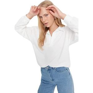 Trendyol Dames rechte lange mouwen ontspannen sweatshirts, wit, XL
