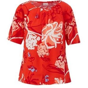 Blouse - Blouseshirt - Multicolor - Gevoerde Zoom/Rand, Bloemenprint, Kwartmouw