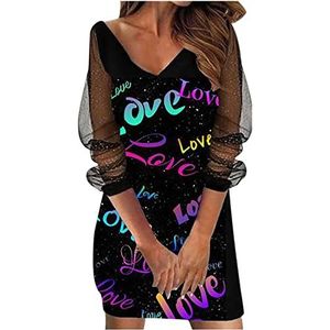 Siggi Group Vestido voor heren, met cuello en V, manga larga, casual, mariposa, vestido de falda midi, rek voor dames, púrpura