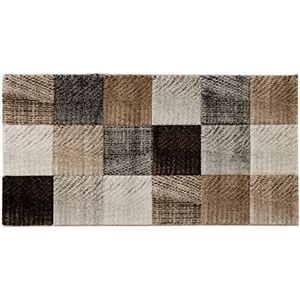Baroni Home Laagpolig tapijt, handgevlochten, modern woonkamertapijt, 80 x 150 cm, grijs geruit