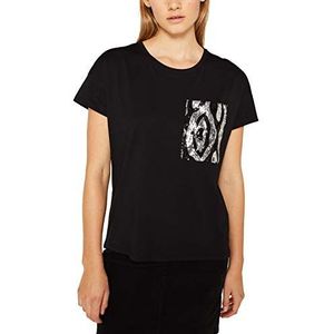 edc by ESPRIT T-shirt voor dames, 001/Black, XS