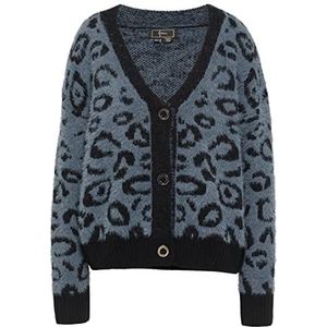 NAEMI Dames gebreide jas 11019363-NA01, grijs zwart, XL/XXL, grijs/zwart, XL/XXL