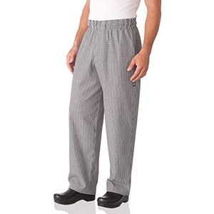 Chef Works Essential Baggy koksbroek met ritssluiting voor heren, Kleine ruit, XXL