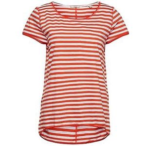 ESPRIT Gestreept T-shirt met rolranden, 637 / oranje rood 3, XS