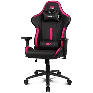 DRIFT Gaming Chair DR350 -DR350BP - Professionele Gaming Chair, kunstleder, 4D armleggers, geruisloze wielen, klasse 4 zuiger, kantelbaar, lende/cervicaal kussen, kleur zwart/roze