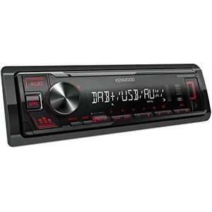 Kenwood KMM-DAB307 - USB-autoradio met DAB+/FM, geluidsprocessor, USB, AUX, 4x50 watt, toetsenverlichting rood, incl. DAB+ antenne)