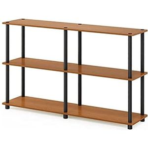 Furinno 99634LC/BK Turn-N-Tube 3-Tier dubbele grootte opslag display rek, licht kers/zwart