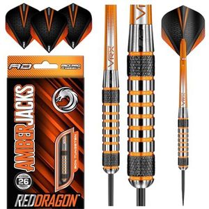 RED DRAGON Amberjack 7: 26 Gram Wolfraam Steeltip Dartpijlen Professioneel Set met flights en dart shafts