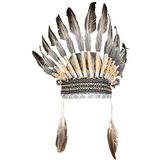 Boland 44091 - hoofdtooi Indianen, met veren en parels, hoofdtelefoon, wild westen, kostuum, carnaval, themafeest