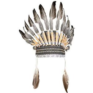 Boland 44091 - hoofdtooi Indianen, met veren en parels, hoofdtelefoon, wild westen, kostuum, carnaval, themafeest