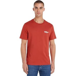 Tommy Hilfiger Heren T-shirt met korte mouwen en ronde hals, Terra Rood, M