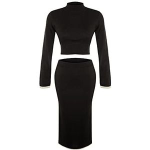 Trendyol Vrouwen Vrouw Plain Knitwear Tweedelige Set gecoördineerde Outfit, Zwart, M (Pack van 2), Zwart, M