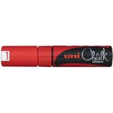 uni -ball 186421 - raam- en krijtmarker UNI CHALK PWE-8K, 8 mm, wigvormige punt, rood