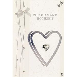 bsb Bruiloftskaart wenskaart voor diamant bruiloft - collage - hart - envelop zilver