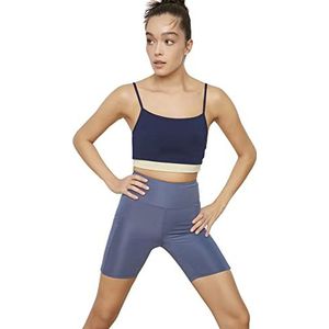 Trendyol Vrouwen Sportkleding Hoge Taille Skinny Fit Biker Jassen Sport Leggings, Indigo, M