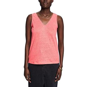 Esprit Collection Tanktop van linnen met gehaakte rand, koraalrood, S