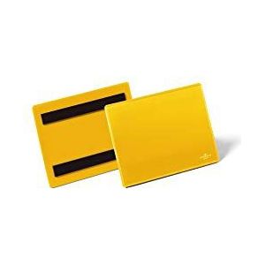 Durable 175604 Magnetische documenthouder (voor etiketten en documenten in A6 liggend formaat), verpakking 50 stuks, geel