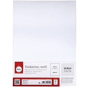 Rayher Gekleurde karton, FSC Mix Credit, sneeuwwit, DIN A4, 220 g/m2, 50 vellen, 67374100, 29,7