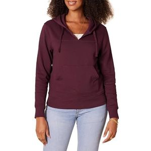 Amazon Essentials Dames Classic-Fit Lange Mouw Open V-hals Hooded Sweatshirt Bordeaux rood, XL