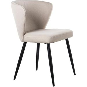 DRW Set van 2 stoelen van polyester en metaal in zwart en beige, 56 x 57 x 77 cm