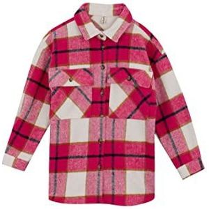 DeFacto Hemdblouse met lange mouwen voor meisjes, hemd met knopen voor vrijetijdskleding, roze, 13-14 Jaar