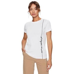 Armani Exchange Signature Logo Crew Neck Cotton Jersey Tee T-shirt voor dames, wit, XXL