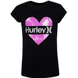 Hurley Hrlg Split Heart Tee T-shirt voor meisjes, Preta (zwart), 6 jaar