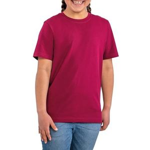 HRM Kinder Luxe Ronde Hals T-shirt, Bordeaux, Maat S-128 I Fair Trade T-shirt Jongens & Meisjes met Ronde Hals, 160 g/m² I Gemaakt van 100% Organisch Katoen