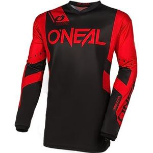 O'NEAL Motocross shirt lange mouwen MX Enduro bescherming gevoerde ellebogen V-hals ademend element jersey Racewear V.24 volwassenen zwart rood maat XL
