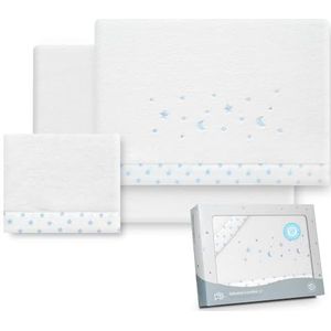 Interbaby Beddengoed voor kinderwagen, 40 x 80 cm, baby - winterbeddengoed van coralina-stof - model sterren maan - bevat lakens + laken + kussensloop