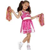 Cheerleader Costume, Child, Pink, with Dress & Pom Poms, (M)