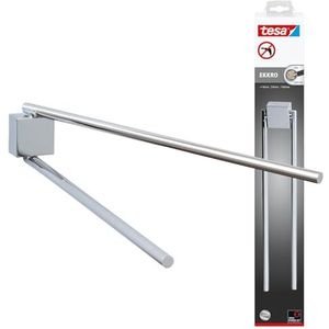 tesa® Ekkro twee-armige handdoekhouder, hoogglans verchroomd metaal, zelfklevend, 428 mm x 50 mm x 87 mm